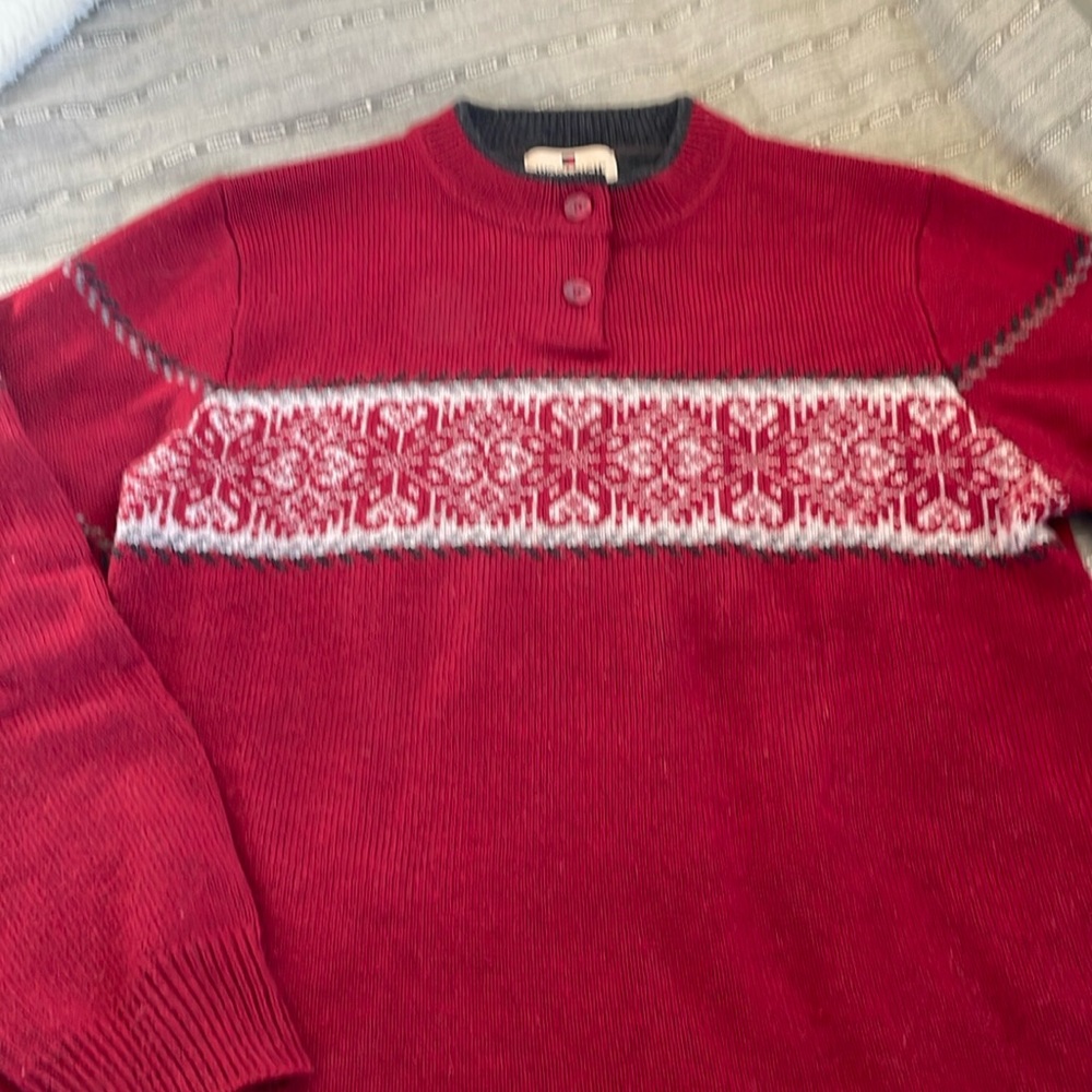 Woolrich Women's Red & Grey Fair Isle Ski Holiday Sweater S